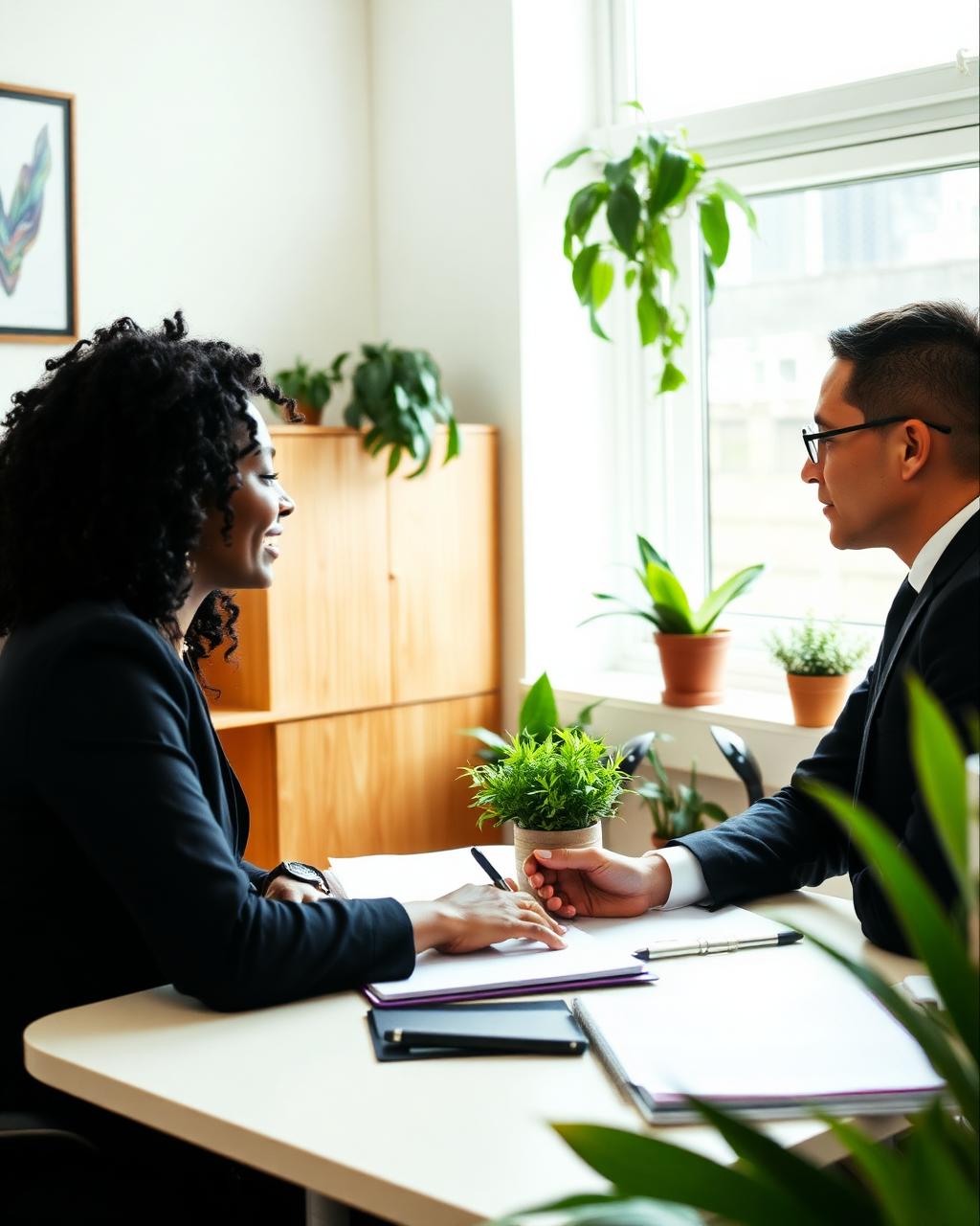 Caribbean consultant meeting a client